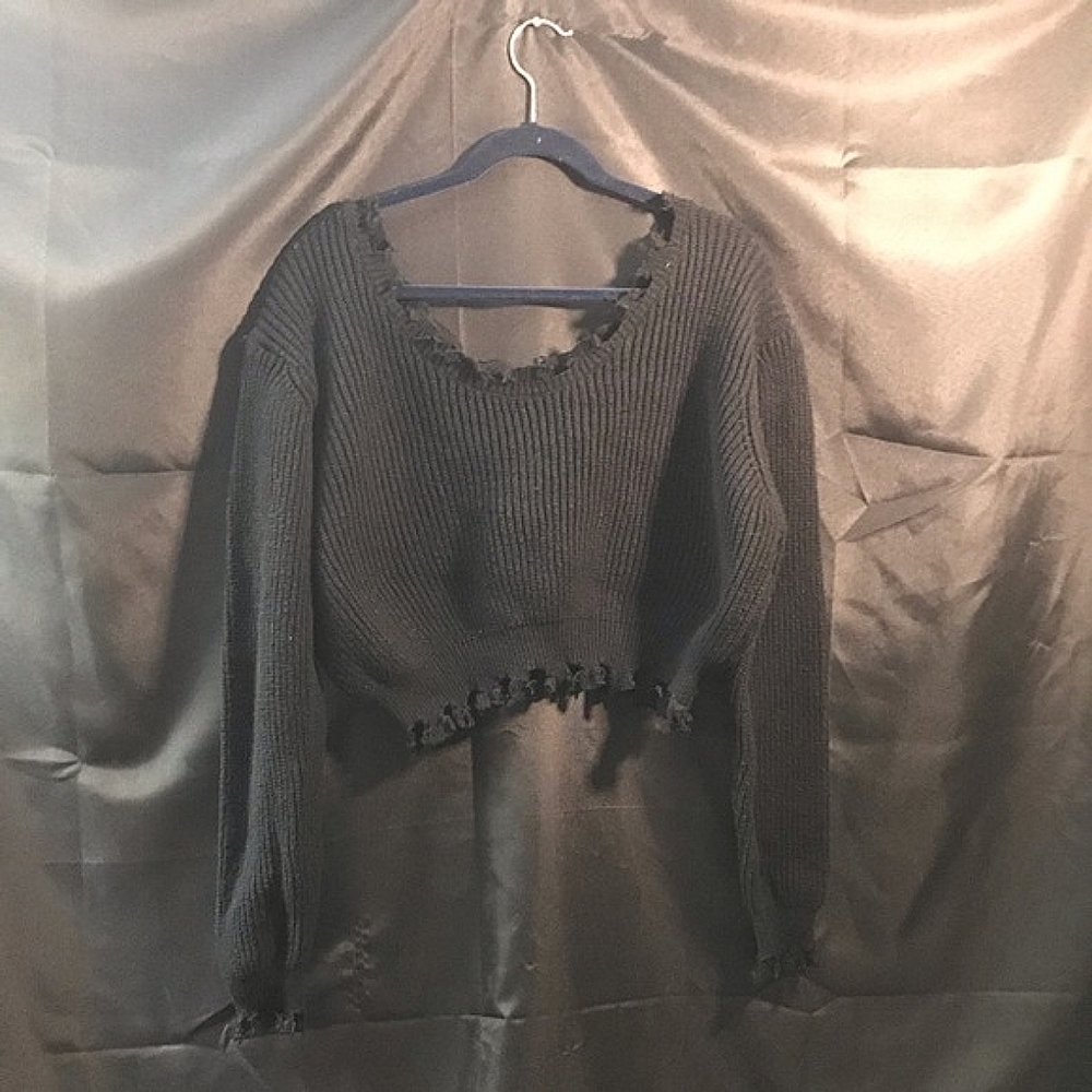 Distressed Cropped Sweater